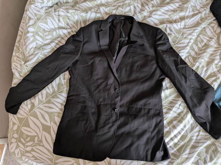Free Burton black suit jacket and black trousers 
