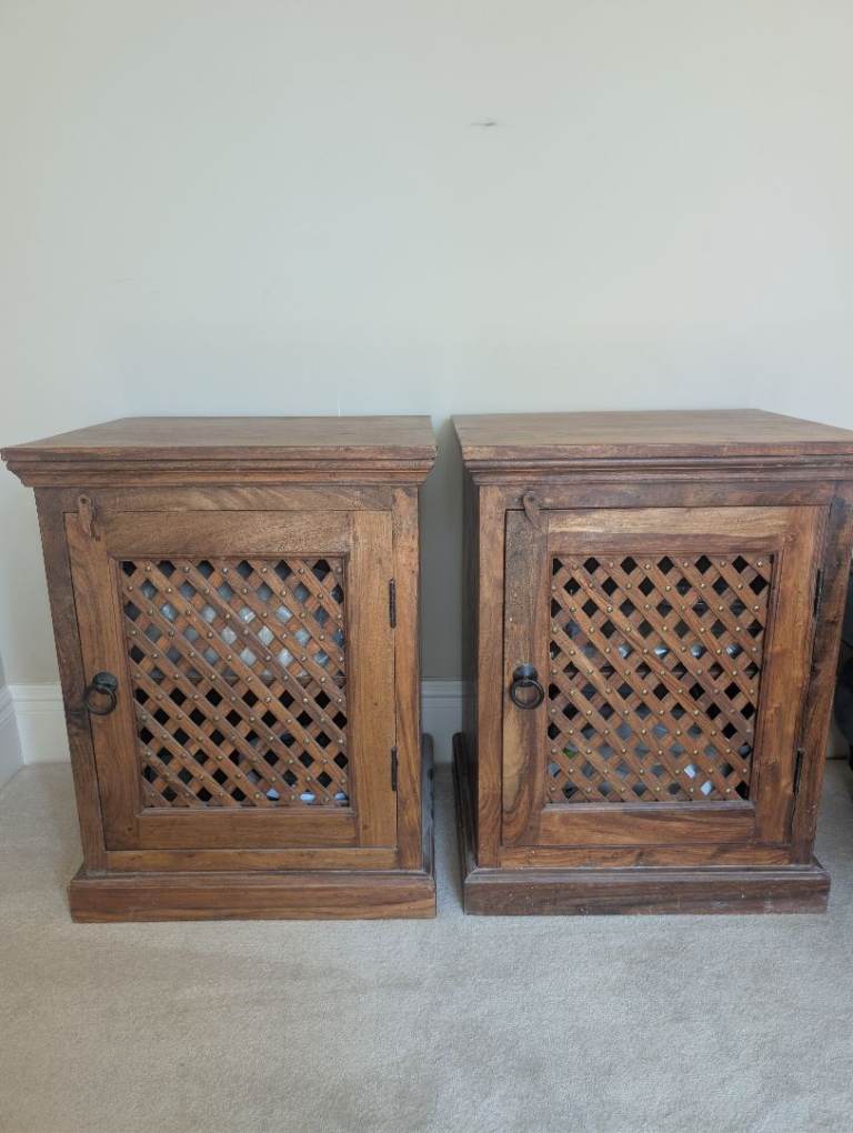 2 x solid wood storage/bedside cabinets 