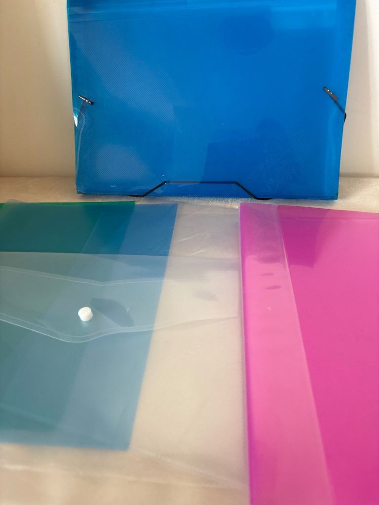 Plastic Document Wallets/Folders – Multicoloured, Good Condition