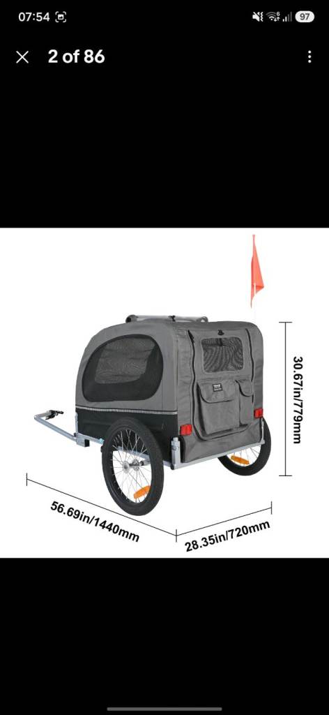 Vevor Dog Bike Trailer 2-In-1 Pet Stroller...