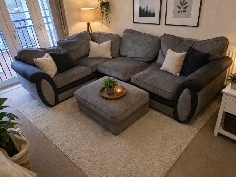 L shape sofa with stool for £165