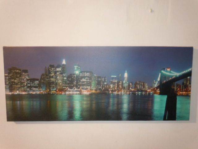 WALL ART PRINT ON CANVAS NEW YORK CITY HARBOUR AT NIGHT 