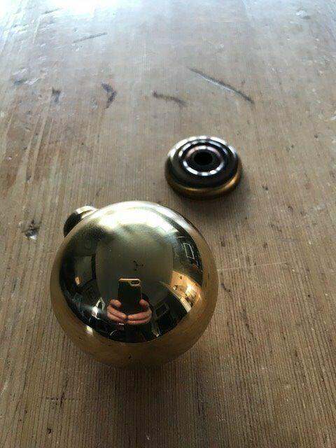 Spherical brass knobs 600mm diameter x four. Suitable for doors or drawers