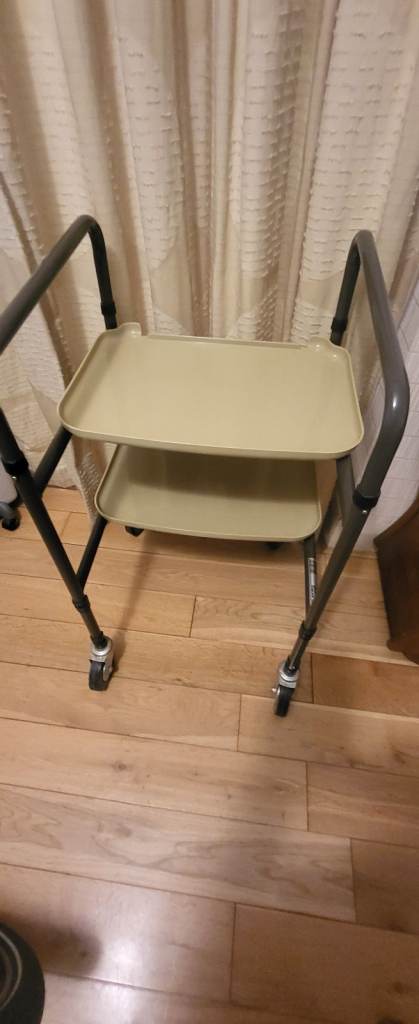 Mobile Walking Aid Trolley with Two Trays