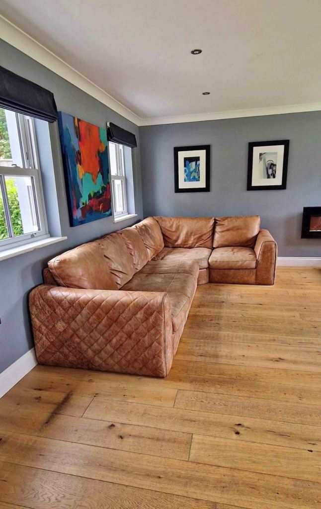 Large Tan Leather Corner Sofa