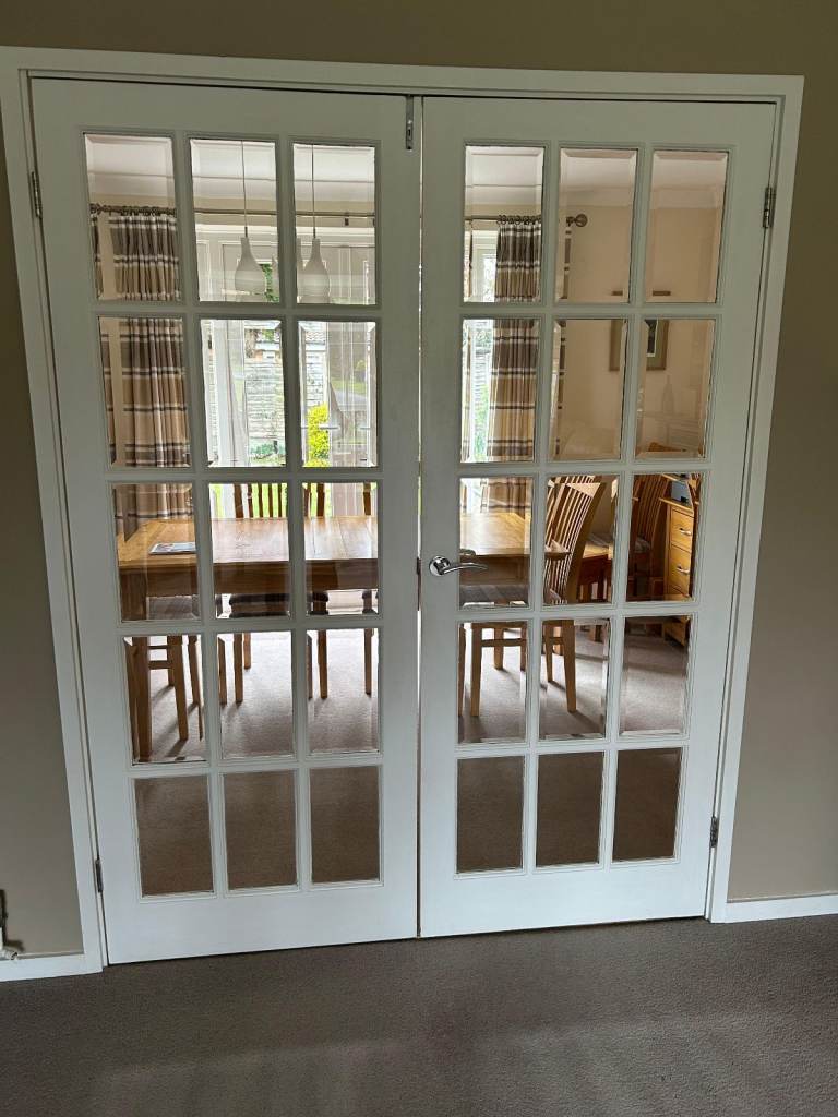FREE - Pair of Solid Wood Internal French Doors with Bevelled Glass