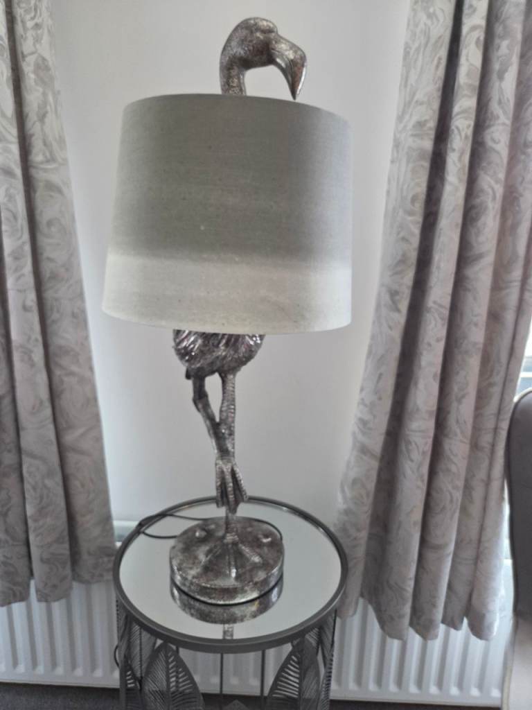 Flamingo Table Lamp with Grey Shade – Good Condition