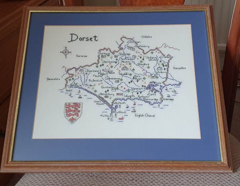 Framed Embroidered Map of Dorset