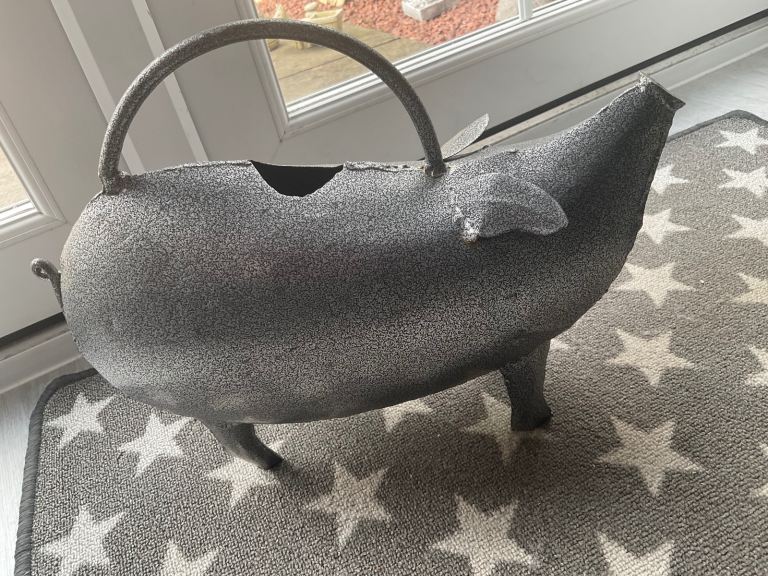 Metal pig watering can very collectible 