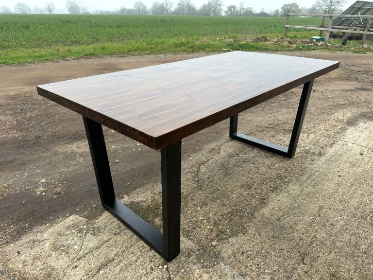 Oak Furnitureland Detroit Solid Hardwood & Metal 8 Seater Dining Table