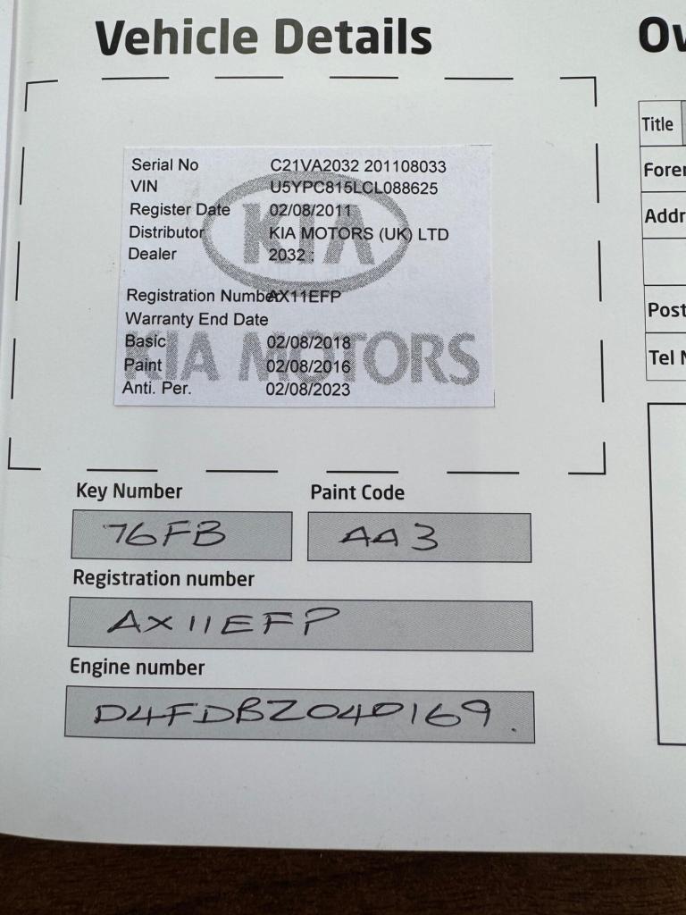 2011 Kia Sportage 1.7 CRDi EcoDynamics 3 2WD Euro 5 (s/s) 5dr ESTATE Diesel Manual