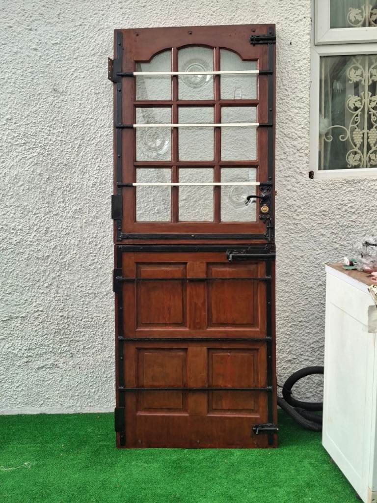 Stable door mahogany -security metal reinforcement and five lever mortice lock