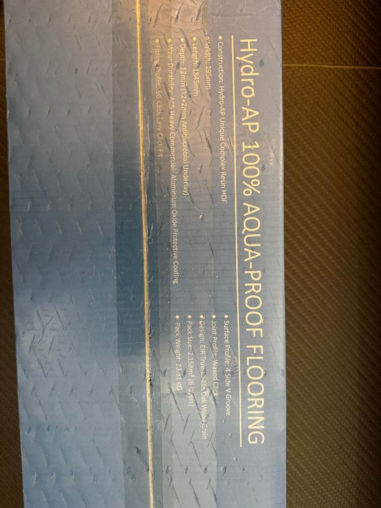 Hydro-AP 100% Aqua-Proof Click Laminate Flooring 14mm thick with built in underlay- Brand New