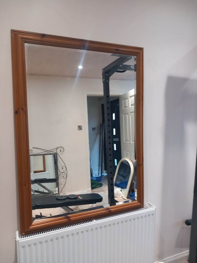Large solid wood framed mirror
