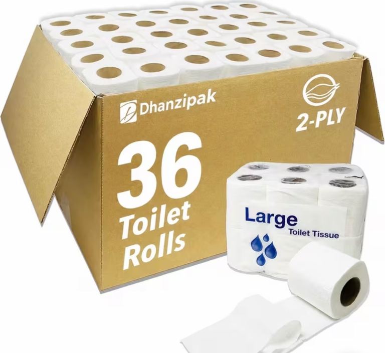 Dhanzipak 2-Ply Toilet Rolls - Box of 36