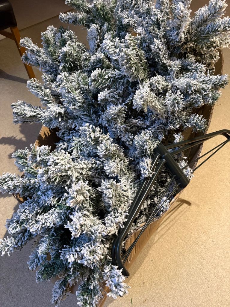 M & S Flocked Christmas Tree with Stand 