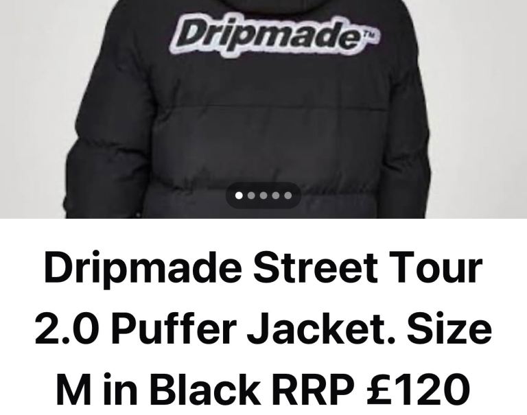 Dripmade street tour  puffer jacket. Black Size M