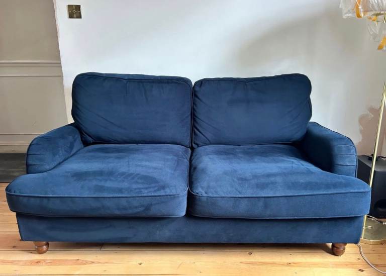 Blue Velvet Sofa Bed – Great Condition, Lightly Used