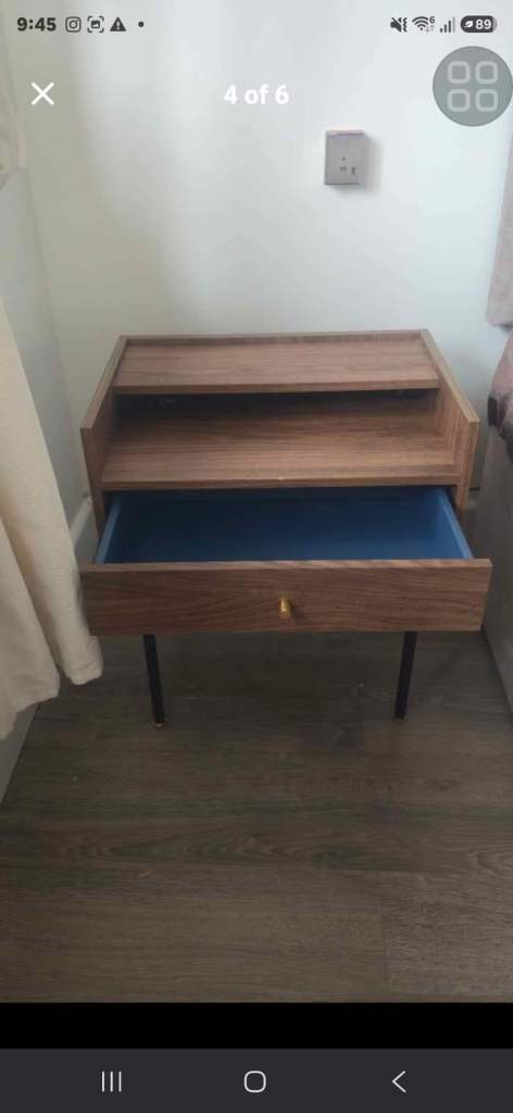 Good Condition Brown Wooden Bedside Table with Drawer