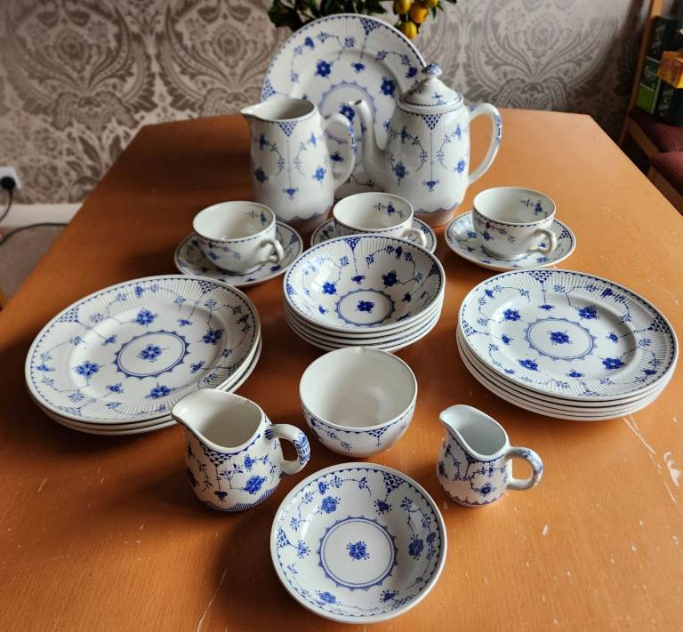 Vintage Furnival Blue Denmark Pattern Crockery