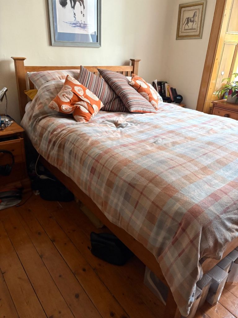 Bed with ikea mattress and topper 
