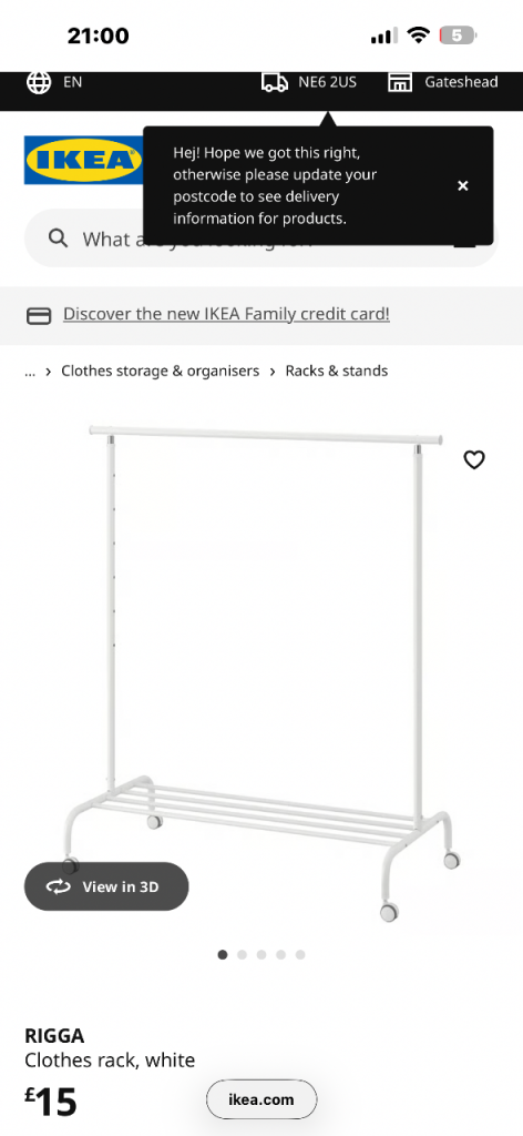 Rigga ikea clothes rack 