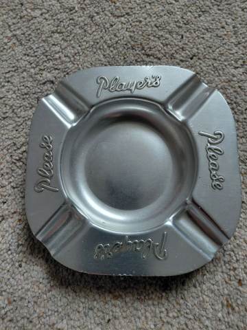 Vintage Players Please Ashtray – Silver Metal, Good Condition
