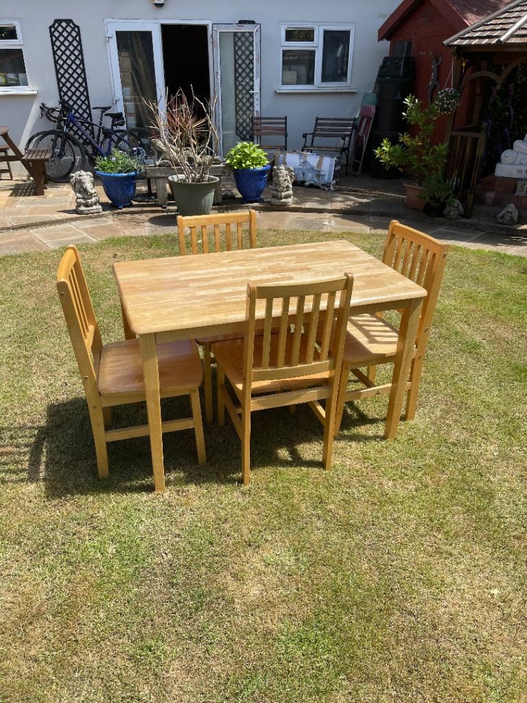 Small Dining table and 4 chairs solid wood