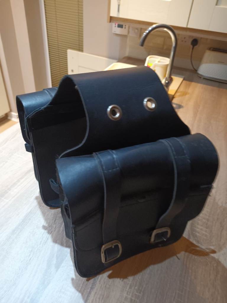 Black leather panniers