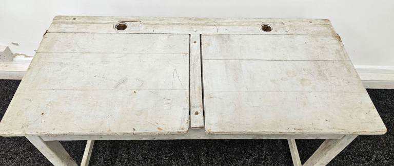image for Vintage Twin School Desk with Ink Wells