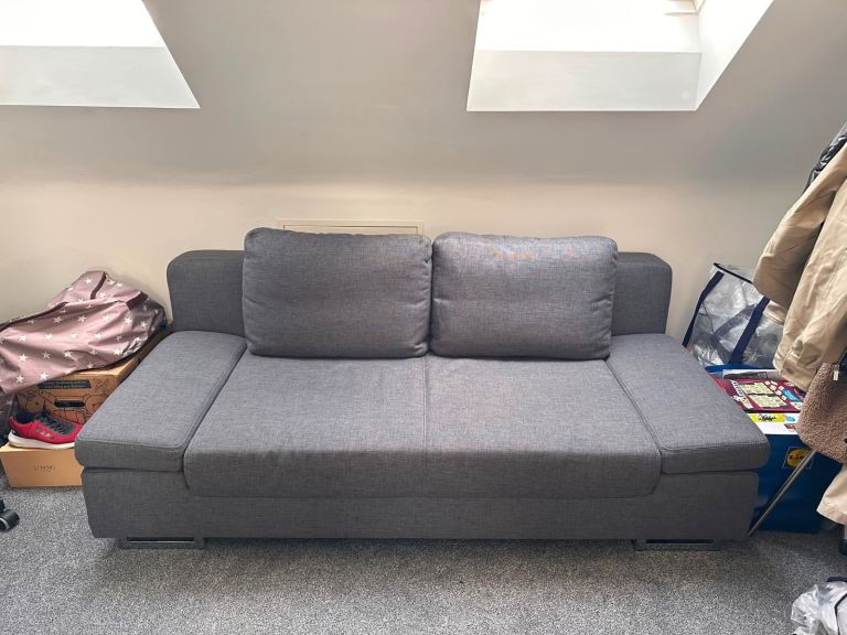 Grey Fabric Sofa Bed with Storage – perfect Condition