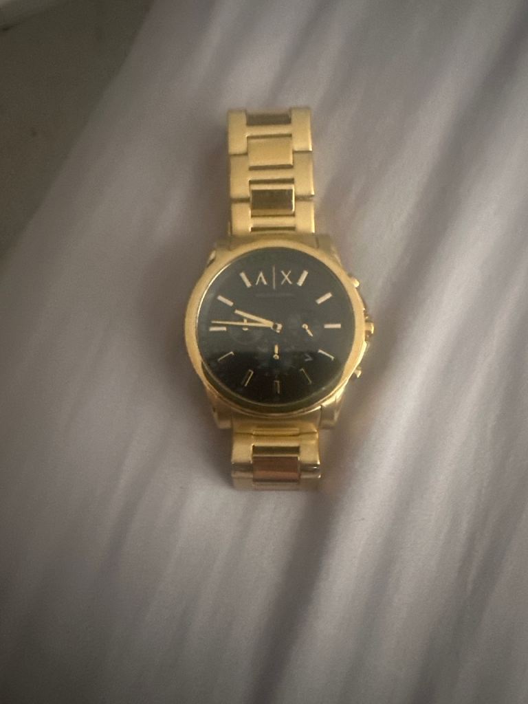 Armani Exchange Gold Tone Watch with Black Face