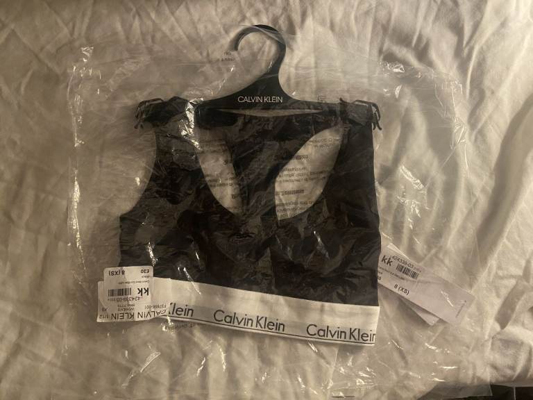 Womens Calvin Klein XS Black Cotton Bralette