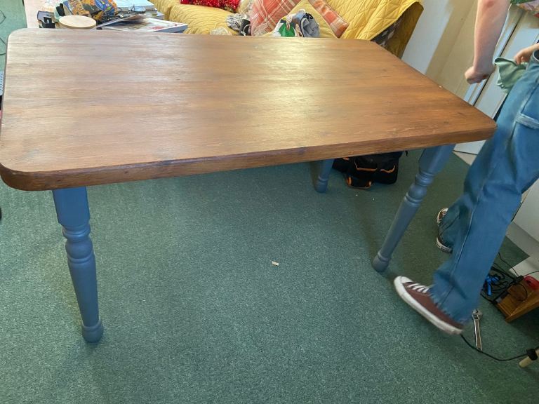 Rustic farmhouse dining table (stained pine)