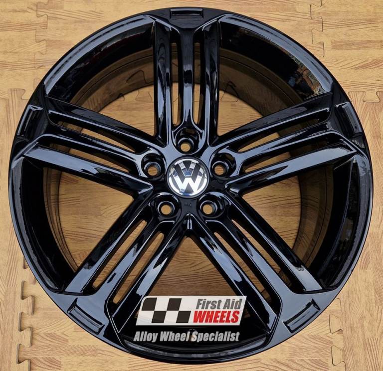 R674BG Swap VW GOLF R MK6 4x 18'' GENUINE TALLADEGA GLOSS BLACK ALLOY WHEELS
