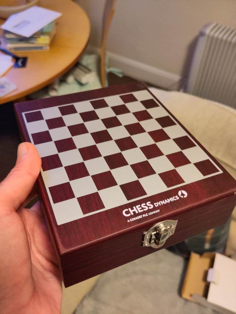 NEW Chess Dynamics travel chess set & bottle opener- complete in case, featuring picnic nictacks