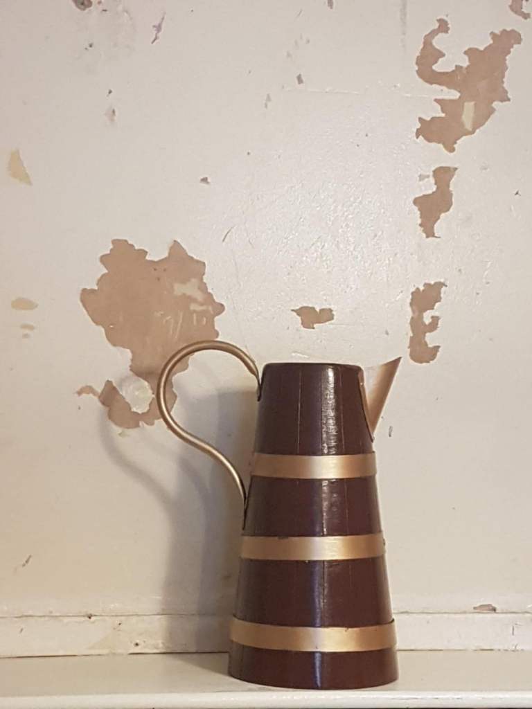 Antique Copper & Wooden Pitcher