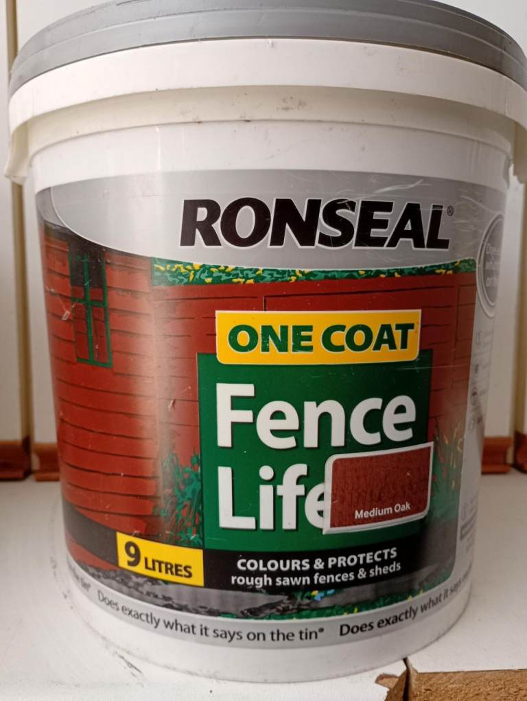 Ronseal Fence Life One Coat Paint - 9L, Medium Oak, NEW