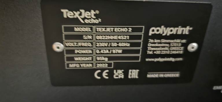 Texjet echo2 dtg printer 