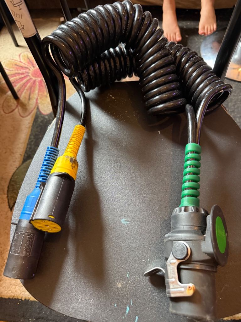 Trailer Plug Coiled Cable - 15 Pin to 2x 7 Pin