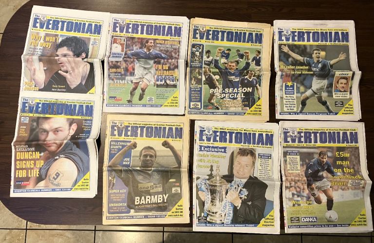 Evertonian Magazines Newspaper Bundle 8 Items 1995-2000