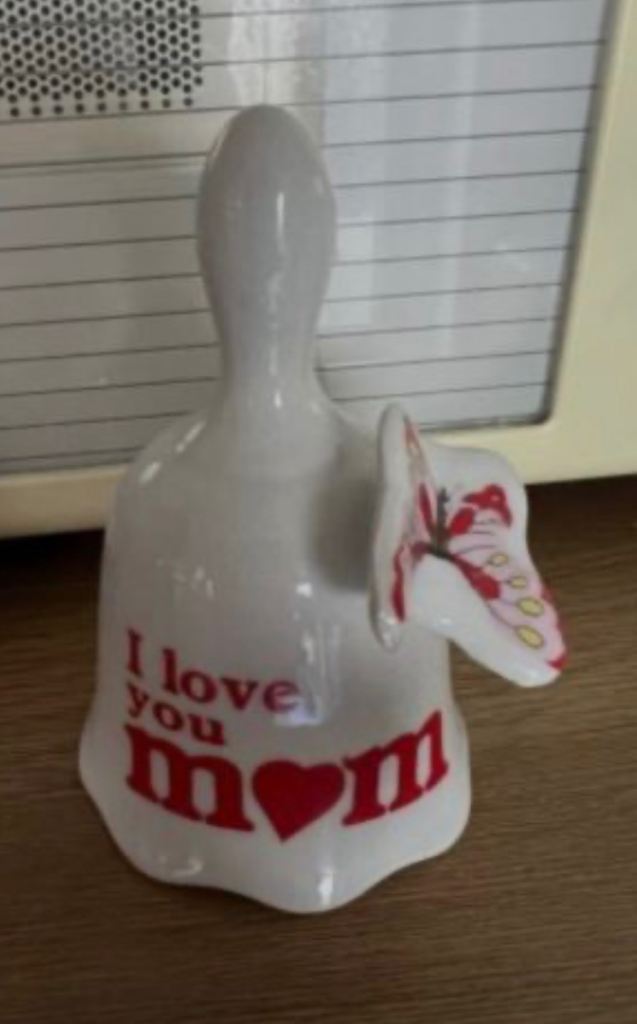 Ceramic 'I Love You Mom' Bell with Butterfly Detail