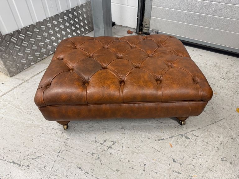 image for Thomas Lloyd ‘Lincoln’ Chesterfield large leather footstool bench
