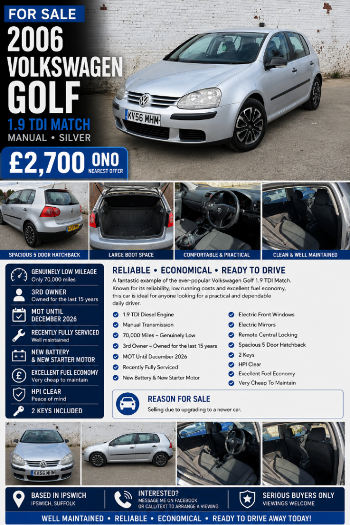 Volkswagen, GOLF, Hatchback, 2006, Manual, 1896 (cc), 5 doors