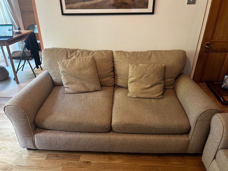 Habitat Molton 2 Seater Sofa Natural Textured Weave Fabric