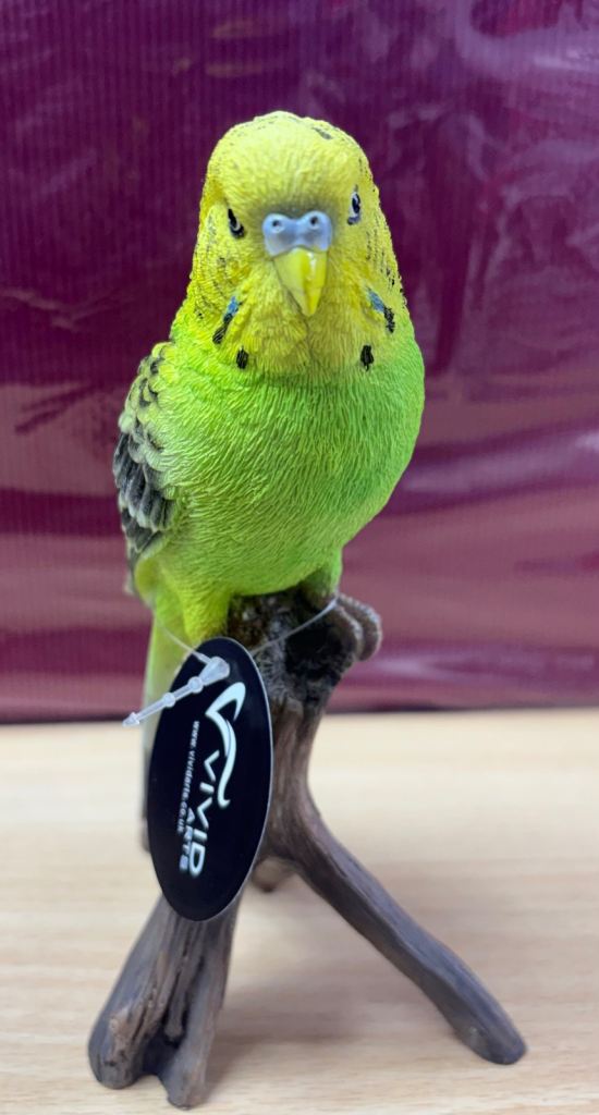 Vivid Arts Budgie Figurine - Green and Yellow, New with Tag