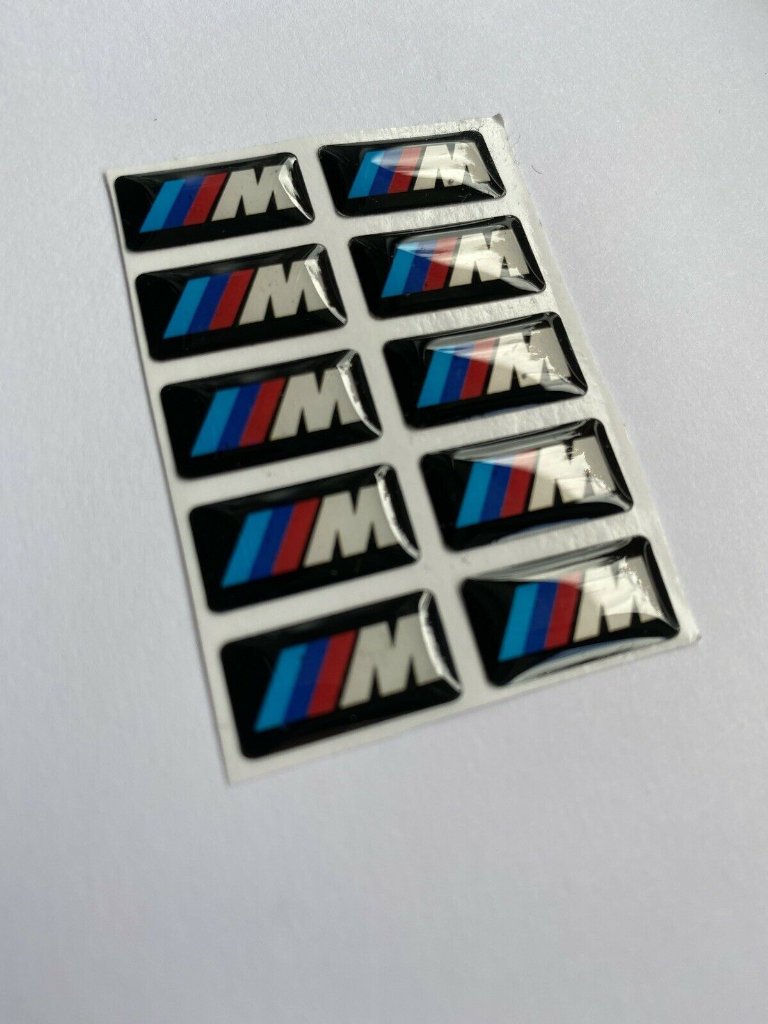 5 X BMW M SPORT CAR BADGES SELF STICK DECALS EMBLEMS SWANSEA AREA CAN POST