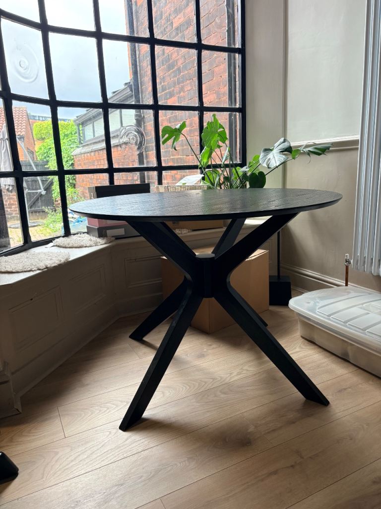 Black Wooden Round Scandi Dining Table