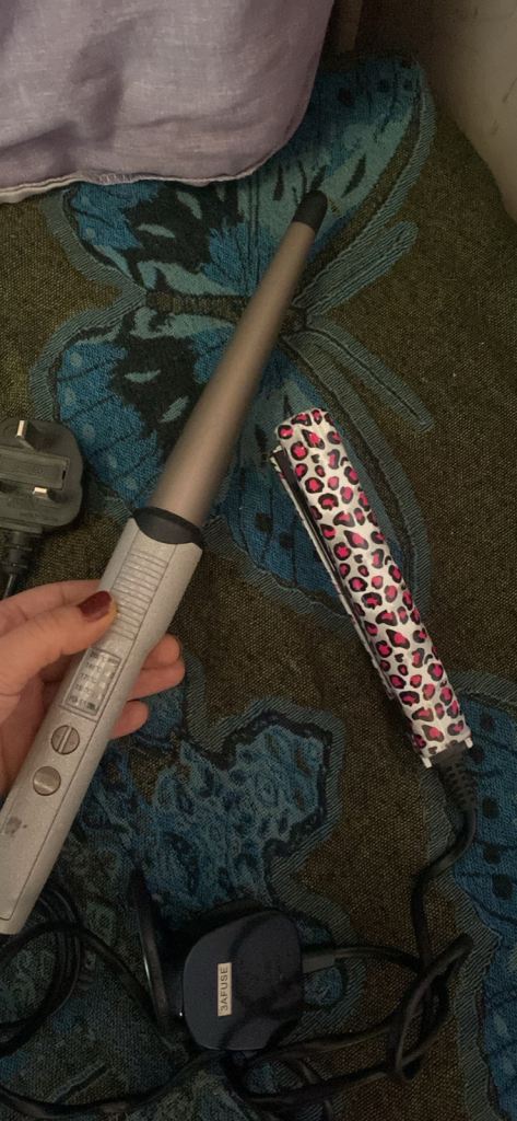 Curling iron and mini hair straighteners 