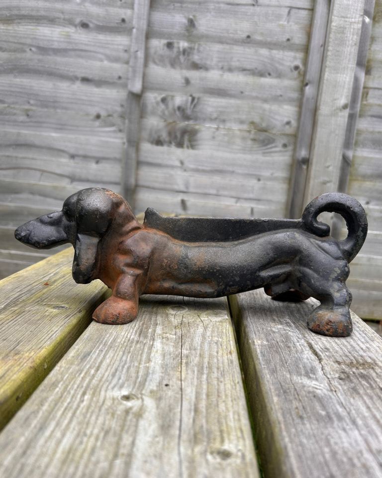 Vintage Cast Iron Sausage Dog Dachshund Boot Scraper Door Stop 